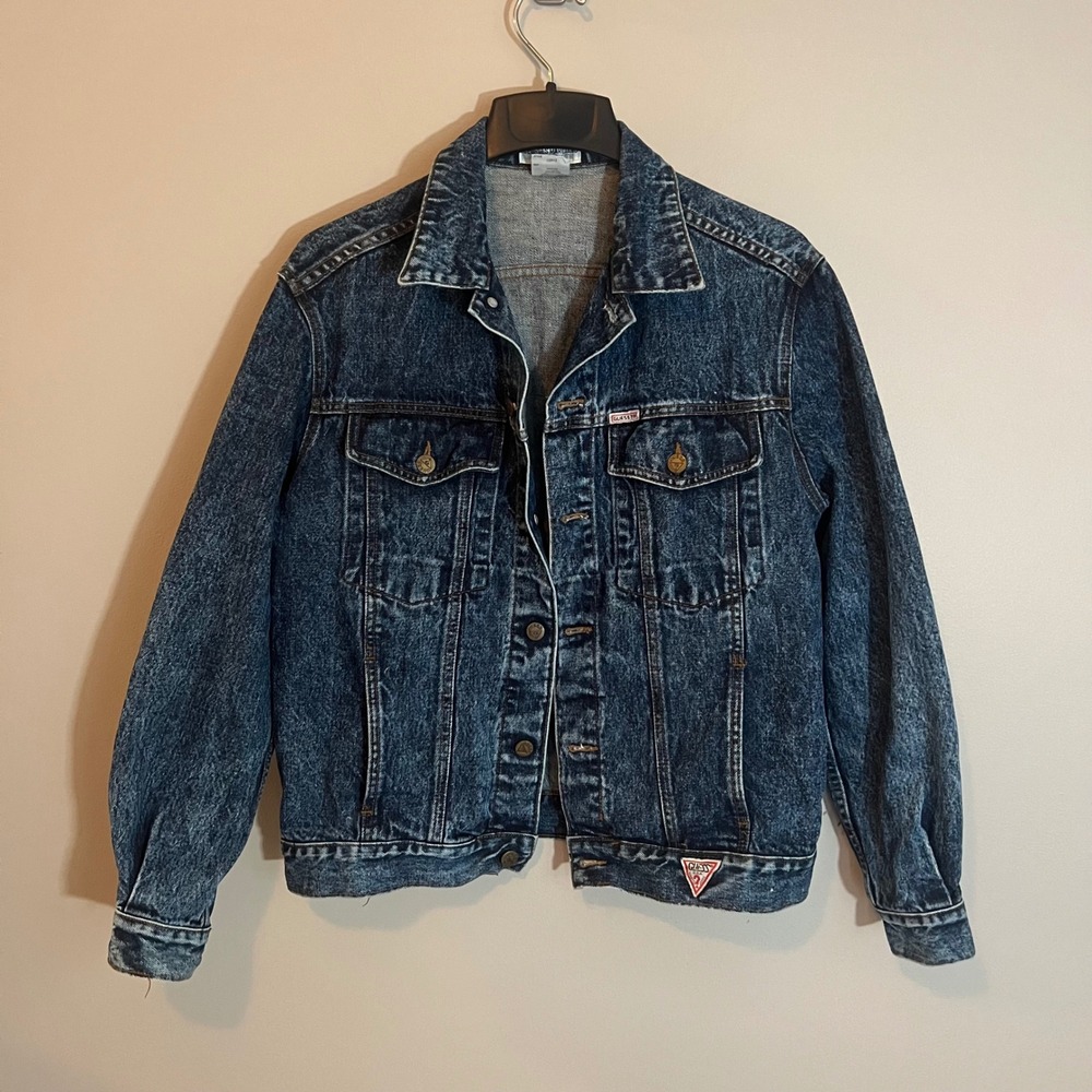 Vintage Georges Marciano Guess Denim Jacket Acid Wash Blue Made USA M Trucker